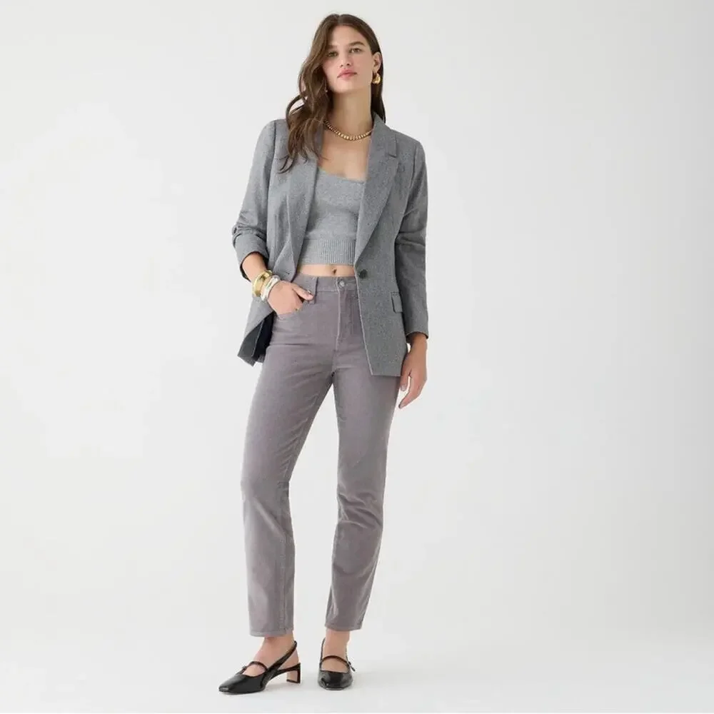 J. Crew 2023 Straight Leg Grey Corduroy Pants Women’s Plus Size 35 Cotton Blend